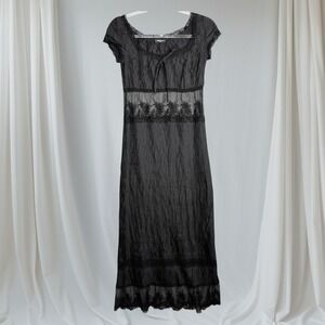 Sinequanone Midi Lace Dress Black Womens Size M Whimsigoth Witchy Y2K Vamp Goth
